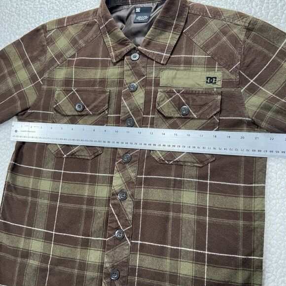 DC Plaid Flannel Shacket Men’s M Brown Green Heavyweight Skate Streetwear Y2K - Picture 7 of 9